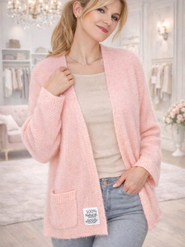 Sweter kardigan uni brzoskwinia