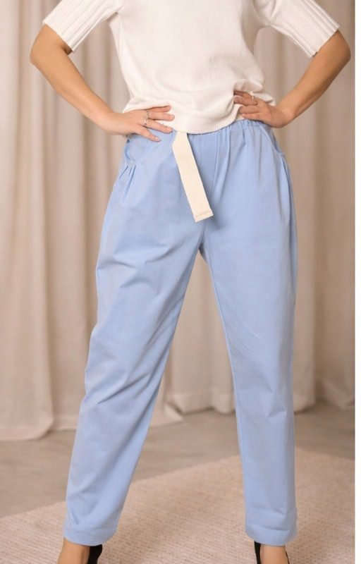 Niebieskie Bawełniane Spodnie