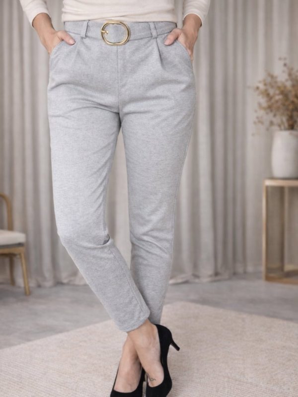 Stylowe spodnie cygaretki szare damskie